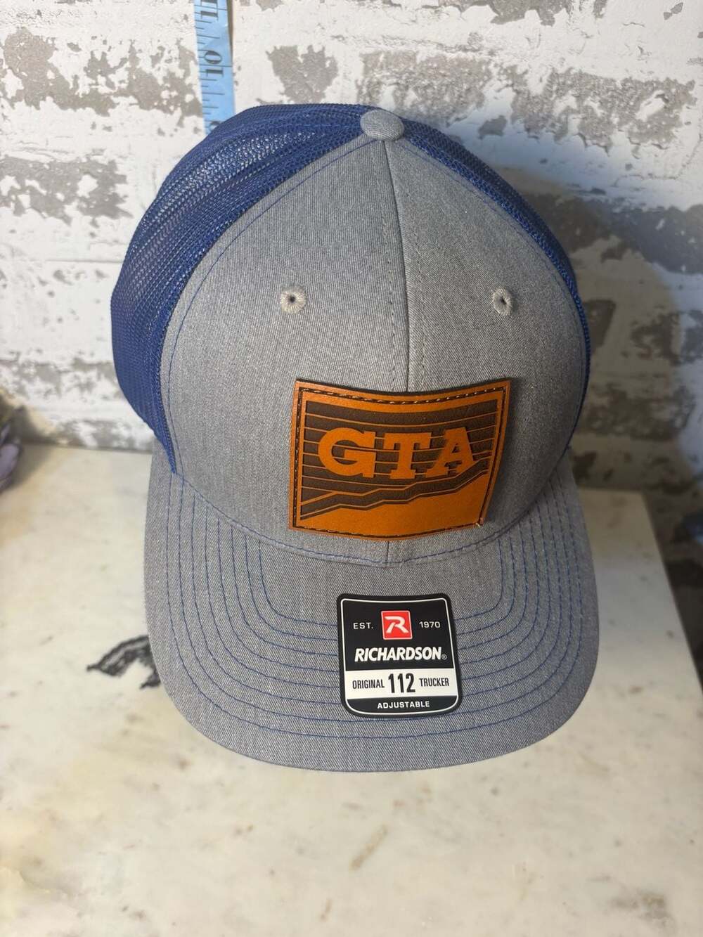 Richardson  Original Trucker Hat GTA Leather Patch Gray Blue Adjustable GTA 6 se